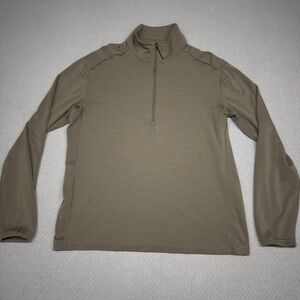 NOBULL Merino Wool Quarter Zip Pullover Mens Large Olive Brown Training Running